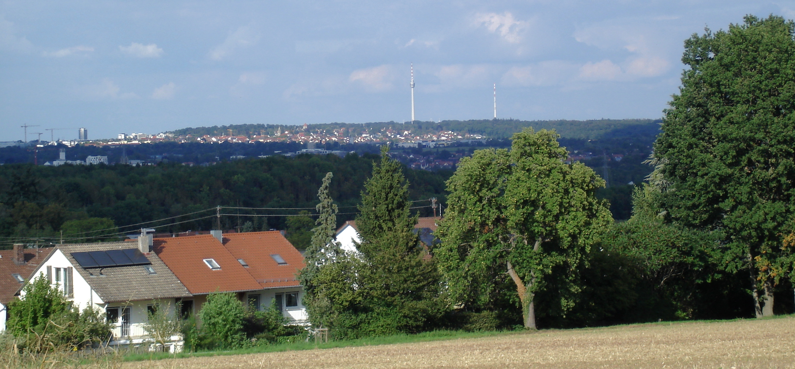Ein Landschaftsbild, auf dem man in der Ferne den Stuttgarter Fernsehturm sieht